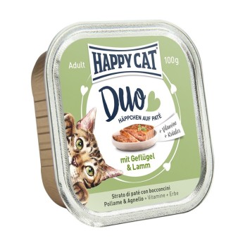 Happy Cat Duo Menu Πουλερικά-Αρνί 100g Happy Cat Υγρή Τροφή - 1