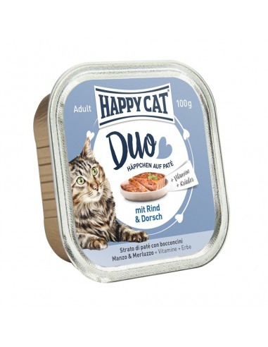 Happy Cat Duo Menu Βοδινό - Μπακαλιάρος 100g Happy Cat Duo Menu Βοδινό - Μπακαλιάρος 100g