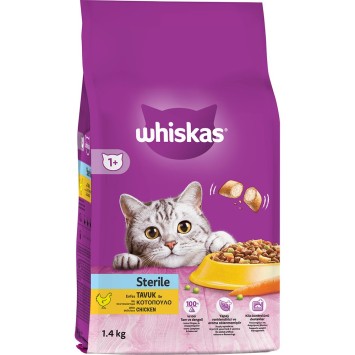 WHISKAS® Sterile Adult Πλήρης Ξηρή Τροφή για Στειρωμένη Γάτα Κοτόπουλο 14kg Whiskas - 3