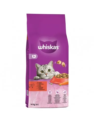 WHISKAS® Adult Πλήρης Ξηρή Τροφή Γάτας με Μοσχάρι 14kg