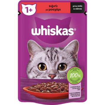 WHISKAS® Φακελάκι Adult Πλήρης Υγρή Τροφή Γάτας Μοσχάρι σε Σάλτσα 85g Whiskas - 1