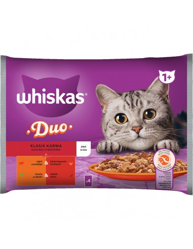 WHISKAS® DUO Adult Πλήρης Υγρή Τροφή Γάτας Κλασικοί Συνδυασμοί σε Ζελέ Φακελάκι 4x85g WHISKAS® DUO Adult Πλήρης Υγρή Τροφή Γάτας Κλασικοί Συνδυασμοί σε Ζελέ Φακελάκι 4x85g