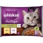 WHISKAS® PURE DELIGHT Adult Πλήρης Υγρή Τροφή Γάτας Επιλεγμένες Ποικιλίες σε Ζελέ Φακελάκι 4X85g