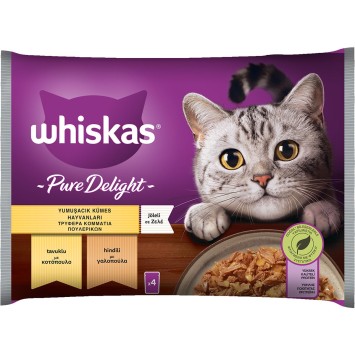 WHISKAS® Pure Delight Adult Πλήρης Υγρή Τροφή Γάτας Τρυφερά Κομμάτια Πουλερικών σε Ζελέ Φακελάκι
4x85g