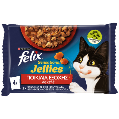 Felix Sensations Jellies Πολυσυσκευασία Βοδινό & Κοτόπουλο 4x85g Purina Felix - 1
