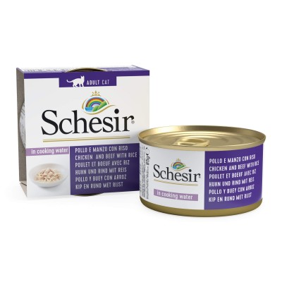 Schesir Cat Natural με Κοτόπουλο και Μοσχάρι με Ρύζι σε Φυσικό Ζωμό 85g Schesir - 1