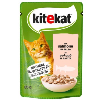 Kitekat® Adult Πλήρης Υγρή Τροφή Γάτας Σολομό σε Σάλτσα Φακελάκι 85g Kitekat - 1