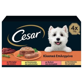 Cesar Κλασικά Επιλεγμένα-Γαλοποπούλα/Κοτόπουλο/Μοσχάρι/Αρνί πολυσυσκευασία 6x4x150g Cesar - 1