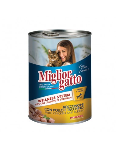 Miglior Gatto μπουκιές με Κοτόπουλο & Γαλοπούλα 400g Miglior Gatto μπουκιές με Κοτόπουλο & Γαλοπούλα 400g