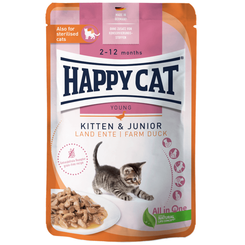 Happy Cat Grain Free Meat in Sauce  Kitten & Junior Duck 85gr