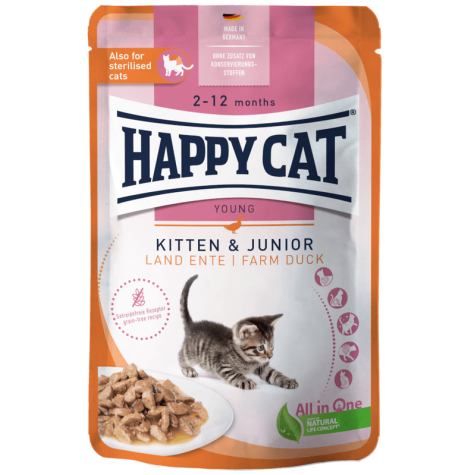 Happy Cat Grain Free Meat in Sauce  Kitten & Junior Duck 85gr