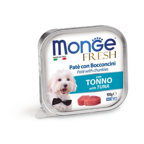 Monge Fresh Adult για Σκύλους Πατέ & Κομματάκια με Τόνο 100g Alucups  - 1
