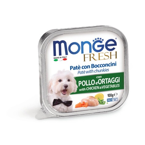Monge Fresh  Adult για Σκύλους Πατέ & Κομματάκια  με Κοτόπουλο & Λαχανικά 100g  Alucups  - 1