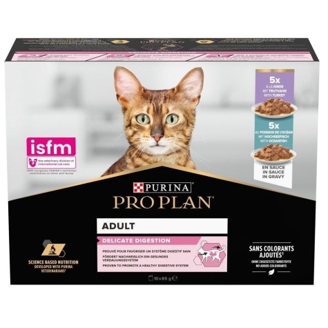Pro Plan Cat Wet Multipack  Adult DELICATE DIGESTION Turkey & Ocean Fish sauce 85g Pro Plan Cat Υγρή Τροφή - 1