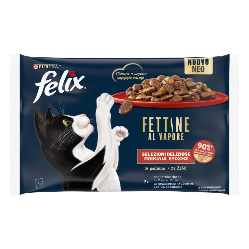 Felix Deliciously Sliced με Βοδινό και Κοτόπουλο πολυσυσκευασία 4χ80 Felix Deliciously Sliced με Βοδινό και Κοτόπουλο πολυσυσκευασία 4χ80