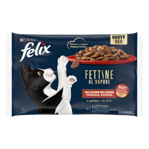 Felix Deliciously Sliced με Βοδινό και Κοτόπουλο πολυσυσκευασία 4χ80