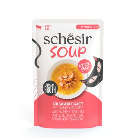 Schesir Cat Ροζ Άγριος Σολομός & Καρότα σε σούπα 40g