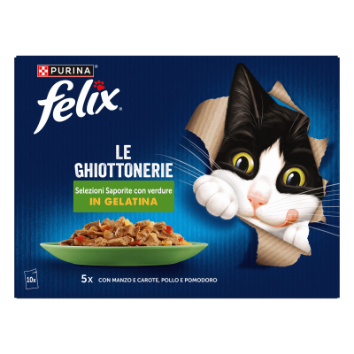Felix Πολυσυσκευασία με Βοδινό καρότο Κοτόπουλο και Τομάτα 10x85gr