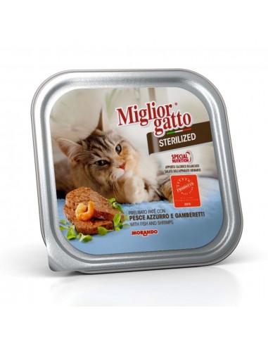 Miglior Gatto Sterilized κεσεδάκι με Λευκό Ψάρι και Γαρίδες 100g Miglior Gatto Sterilized κεσεδάκι με Λευκό Ψάρι και Γαρίδες 100g